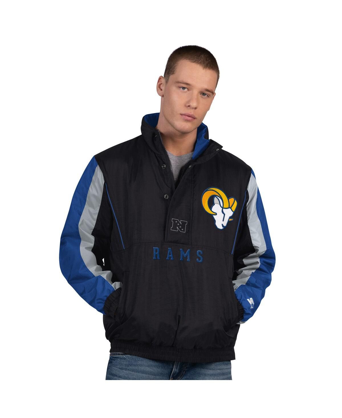 Мужская черная куртка Los Angeles Rams Thursday Night Gridiron с застежкой-молнией на половину длины