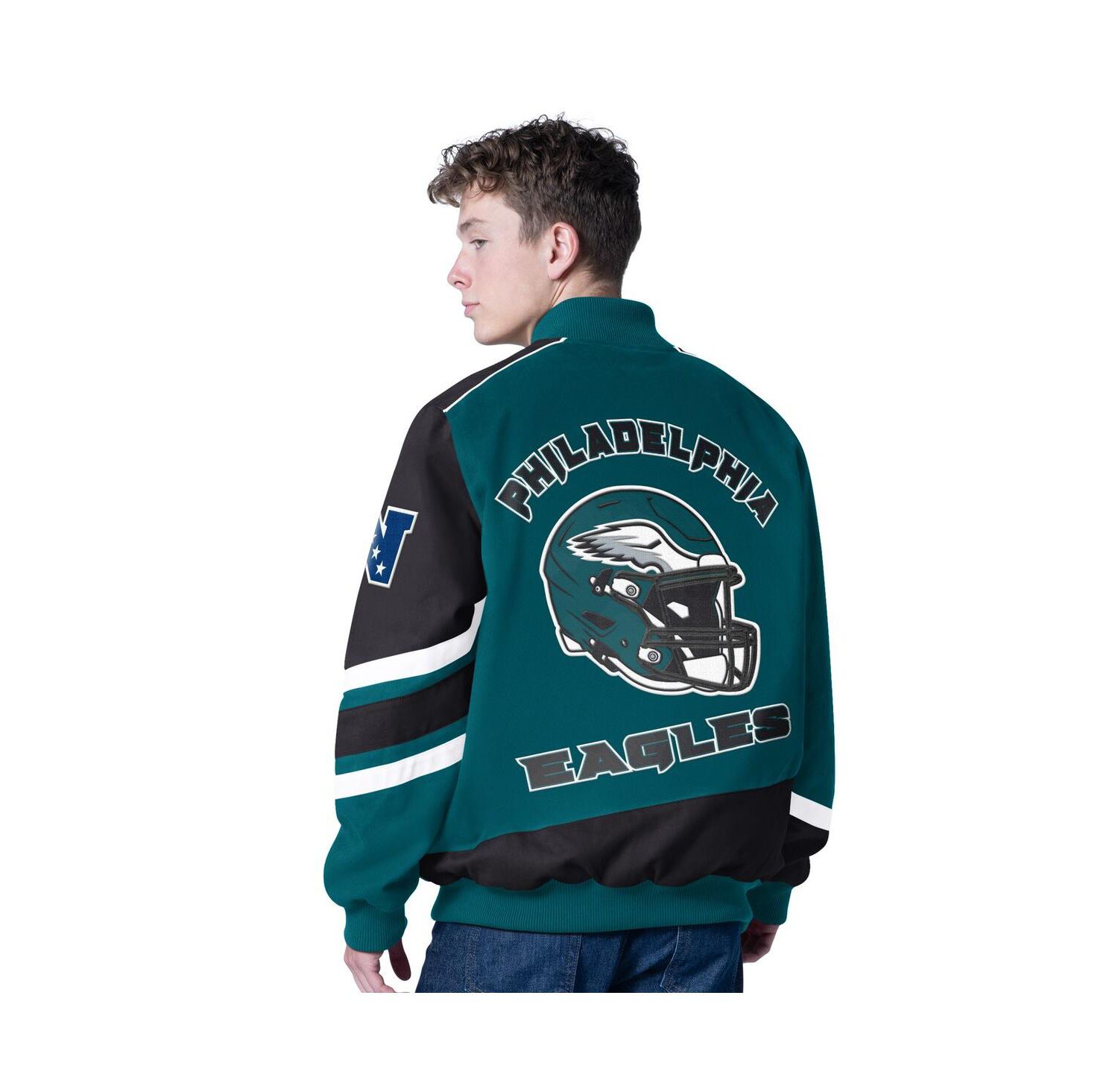 Men's Midnight Green Philadelphia Eagles Prime Time Full-Zip Racing Jacket