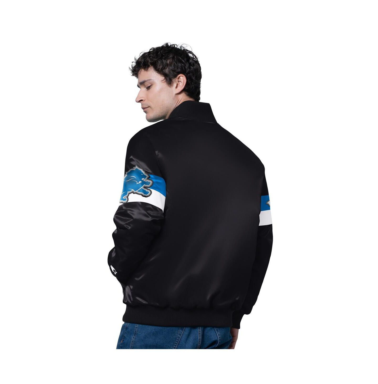 Мужская куртка Starter Black Detroit Lions Triple Option Full-Snap Varsity — фото 2