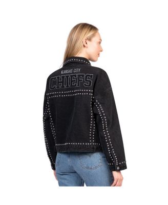 Women's Black Kansas City Chiefs Pit Stop Crew II Full-Button Denim Jacket