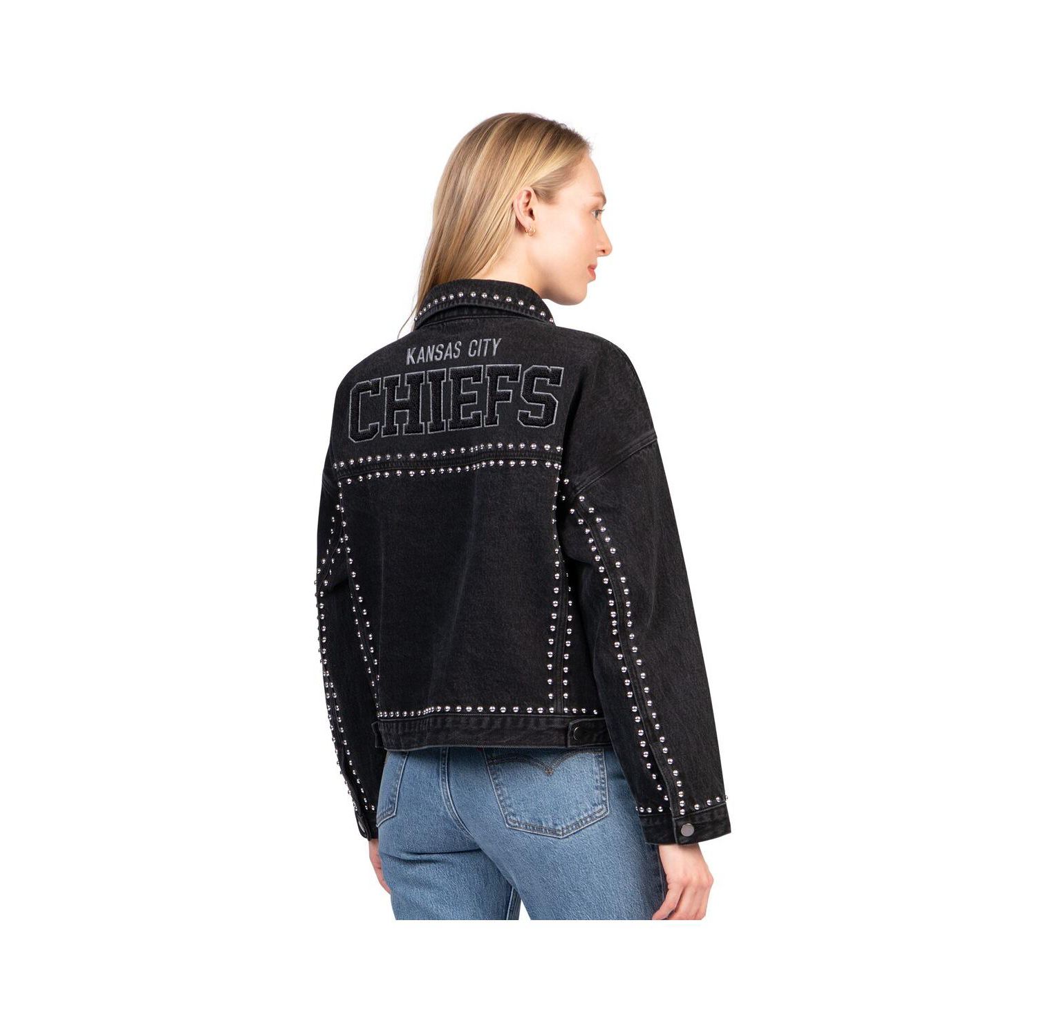 Women's Black Kansas City Chiefs Pit Stop Crew II Full-Button Denim Jacket