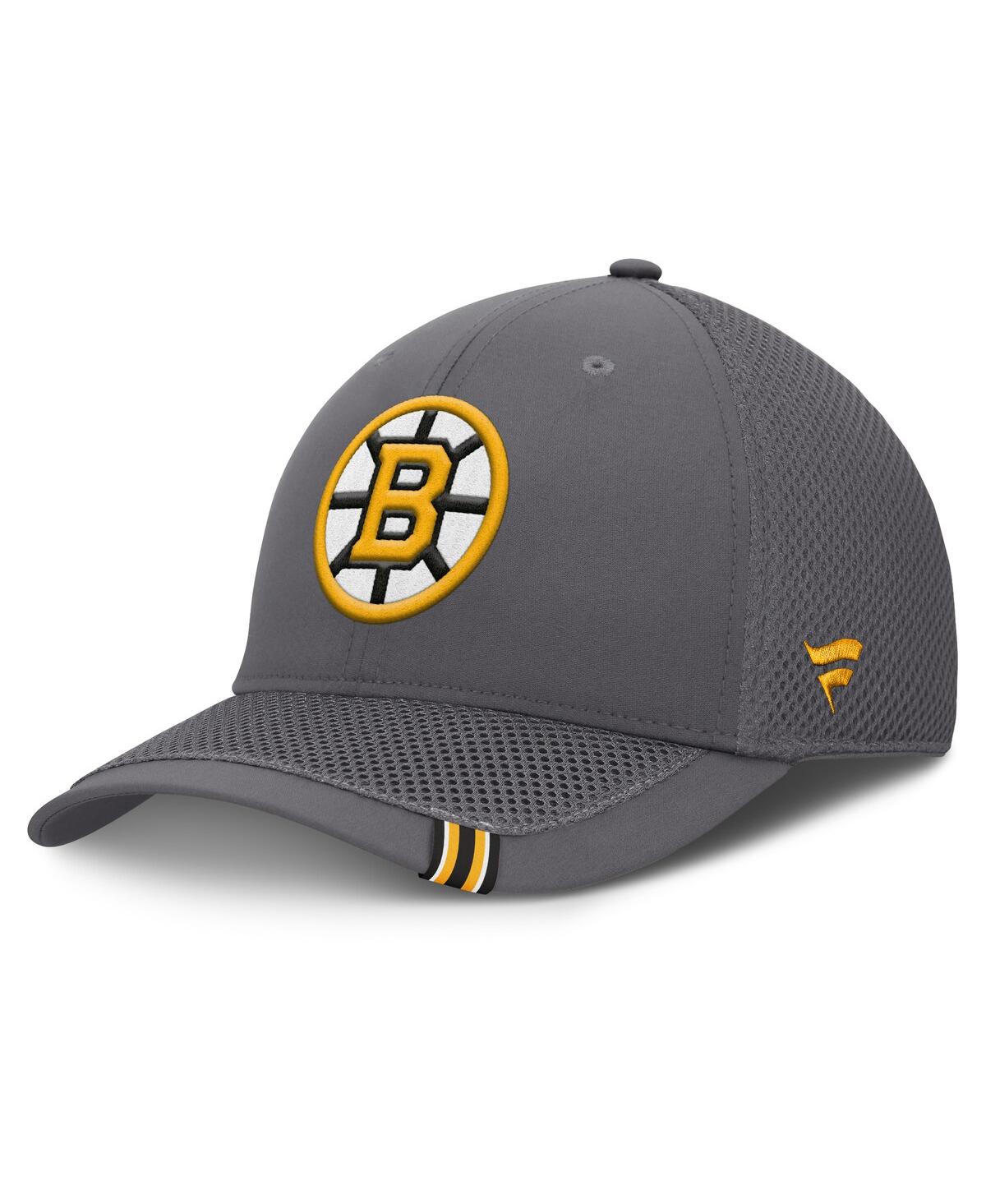 Fanatics Men's Gray Boston Bruins Clincher Team Stripes Flex Hat