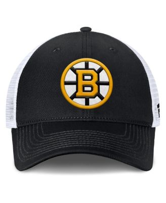 Men's Black/White Boston Bruins Core Primary Logo Trucker Adjustable Hat