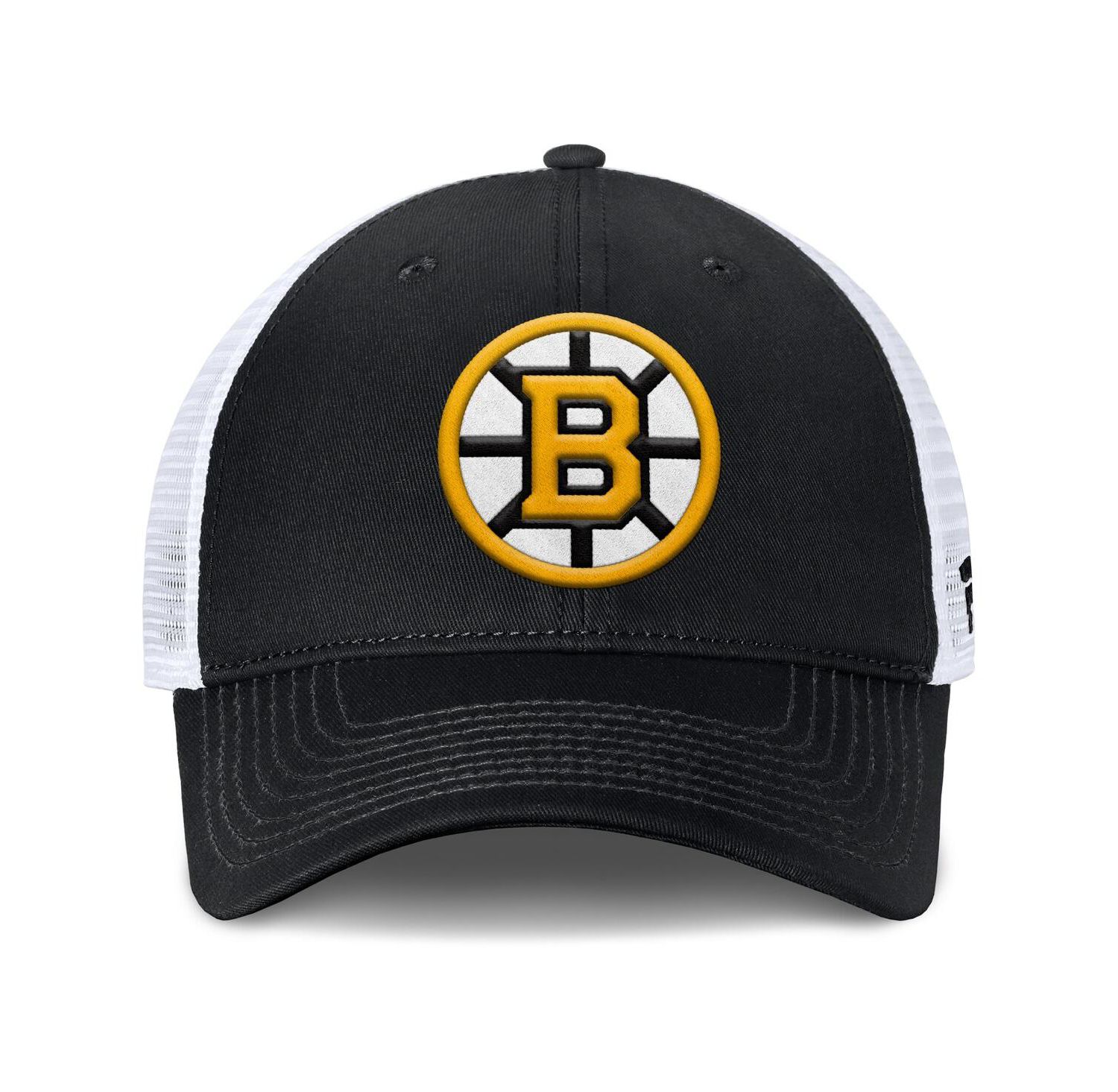 Men's Black/White Boston Bruins Core Primary Logo Trucker Adjustable Hat