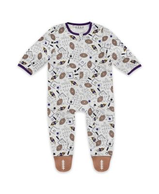 Baby Boys and Girls Newborn 2-Piece Baltimore Ravens Sleep and Play Full-Zip Sleeper Bib Set