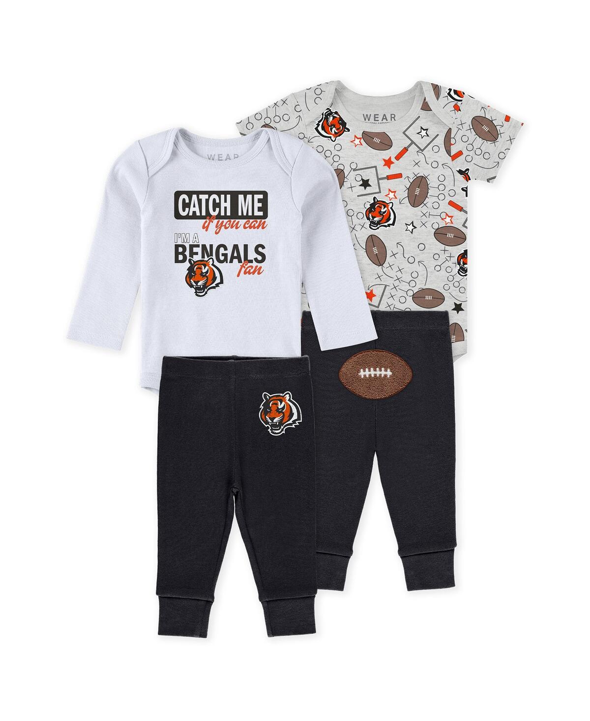 Wear by Erin Andrews Baby Boys and Girls Newborn 3-Piece Cincinnati Bengals Turn Me Around Bodysuits Pant Set