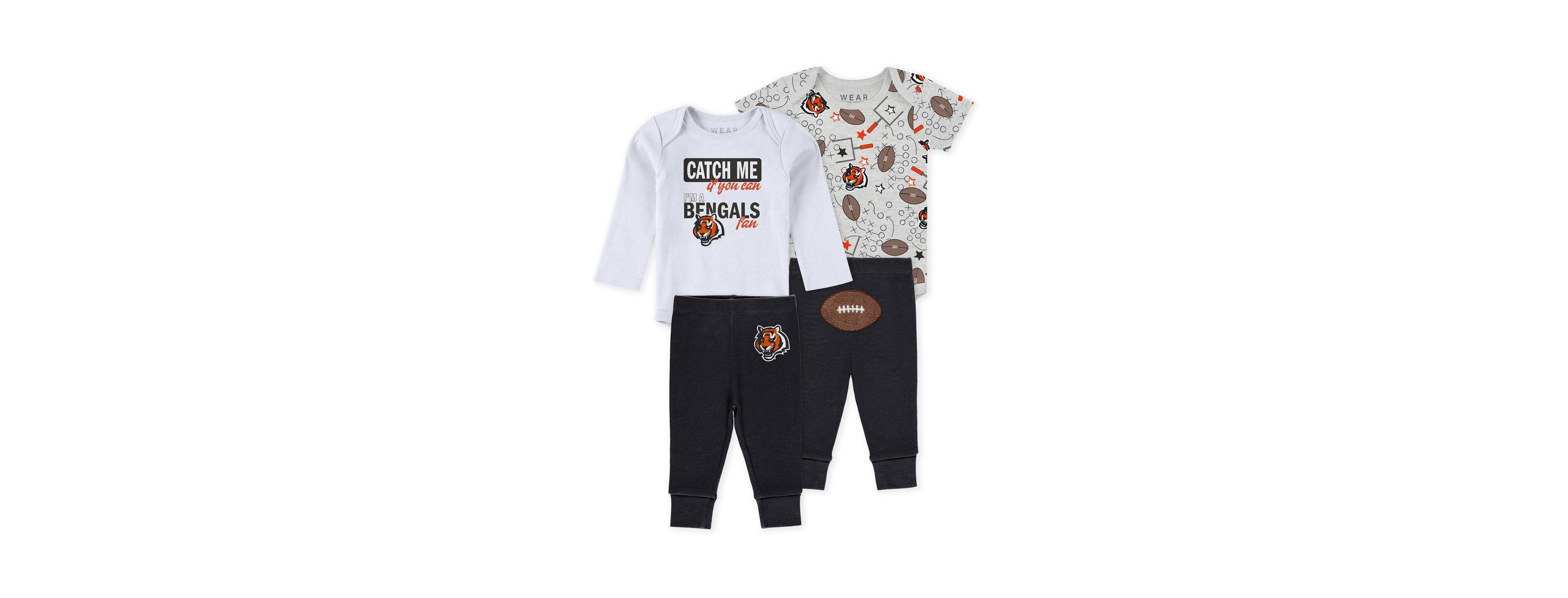 Wear by Erin Andrews Baby Boys and Girls Newborn 3-Piece Cincinnati Bengals Turn Me Around Bodysuits and Pant Set