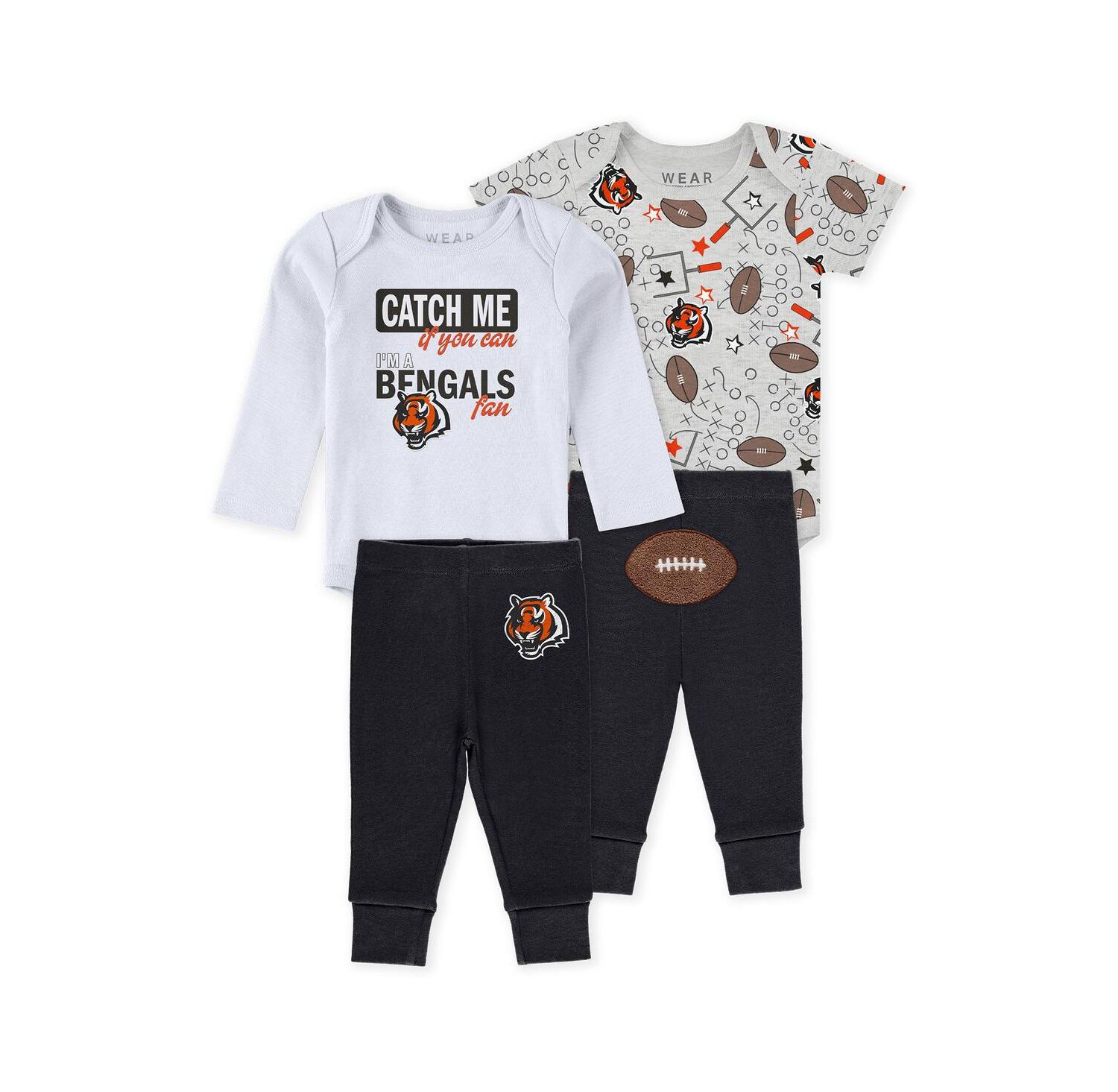 Baby Boys and Girls Newborn 3-Piece Cincinnati Bengals Turn Me Around Bodysuits and Pant Set