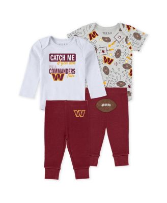 WEAR by Erin Andrews - Baby Boys and Girls Newborn 3-Piece Washington Commanders Turn Me Around Bodysuits and Pant Set