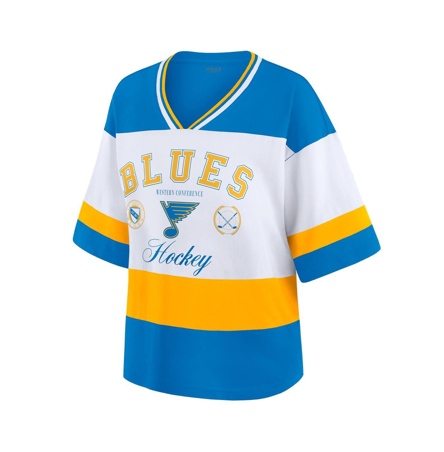 Женская футболка WEAR by Erin Andrews Blue/White St. Louis Blues Jersey Style — фото 2