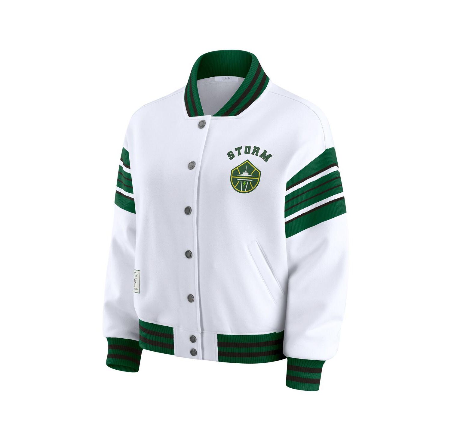 Women's White/Green Seattle Storm Full-Snap Fleece Sweatshirt Jacket