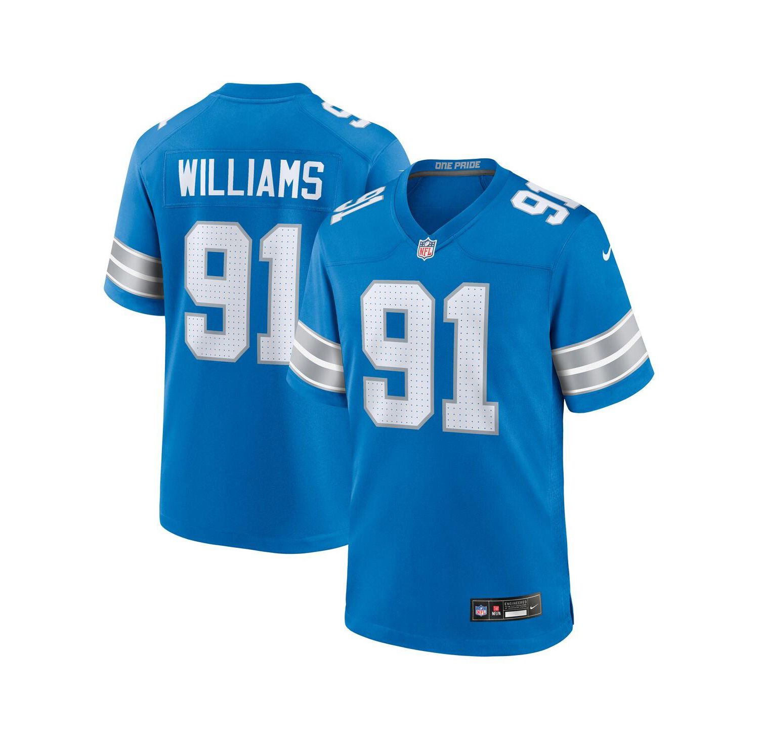 Men's Tyleik Williams Blue Detroit Lions 2025 NFL Draft First Round Pick Game Jersey