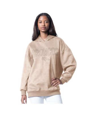 G-III 4Her by Carl Banks - Women's Cream Denver Broncos Best Hitter Oversized Tunic Pullover Hoodie