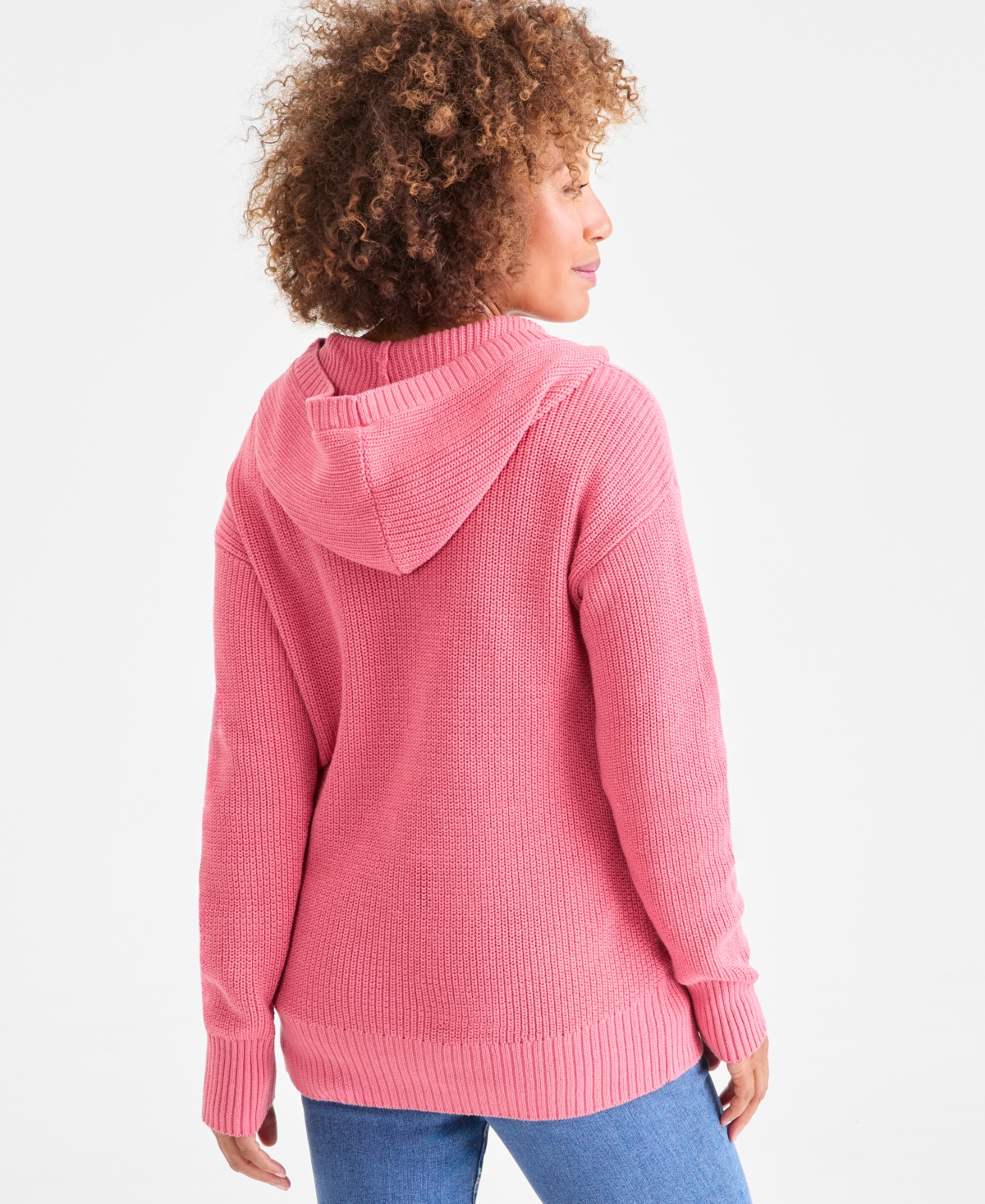 Style & Co Women's Cotton Hoodie Sweater, Macy's Exclusive In Pink