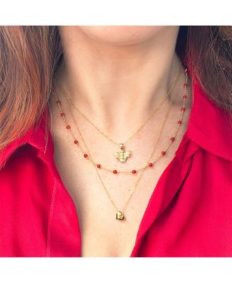 Mini Asymmetrical Gold Puffy Heart Necklace 14K Gold