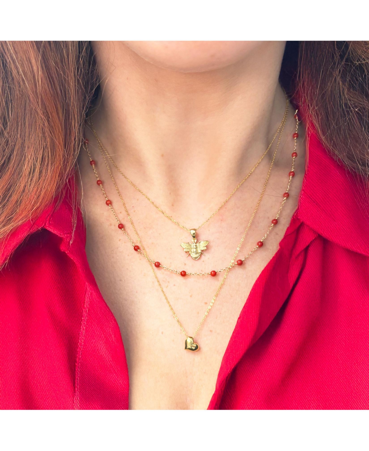 The Lovery Mini Asymmetrical Gold Puffy Heart Necklace 14K Gold