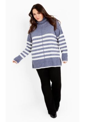 Women's Livvy Roll Neck Stripe Sweater