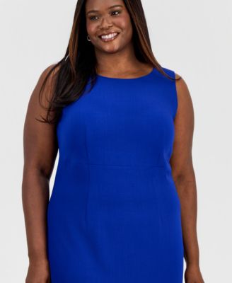 Plus Size Sleeveless Pleated-Hem Sheath Dress