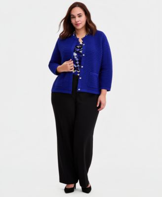Plus Size Textured-Stitch Cardigan