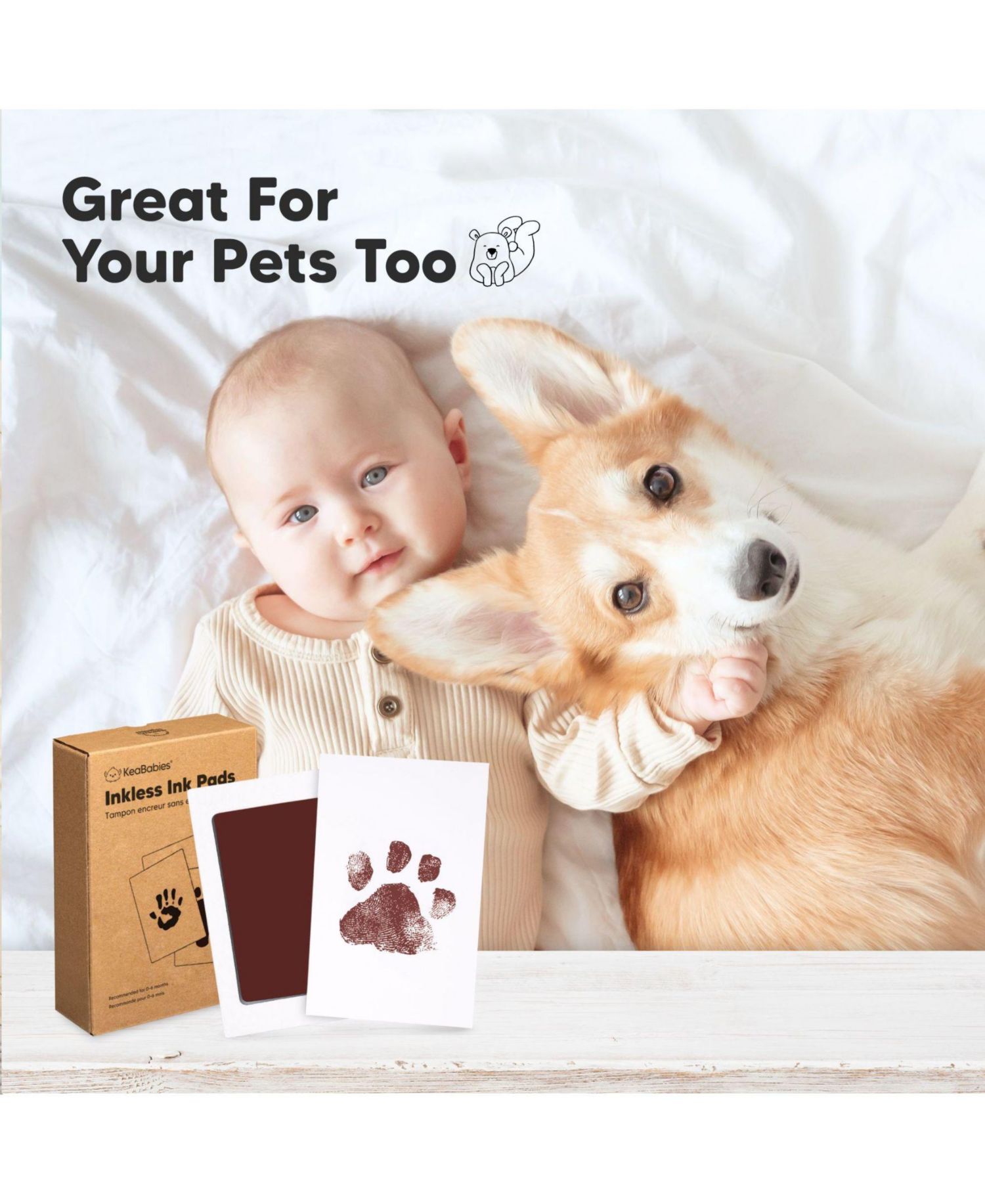 4pk Inkless Ink Pad for Baby Hand and Footprint Kit, Clean Touch Dog Paw, Dog Nose Print Kit, Baby & Pet Safe