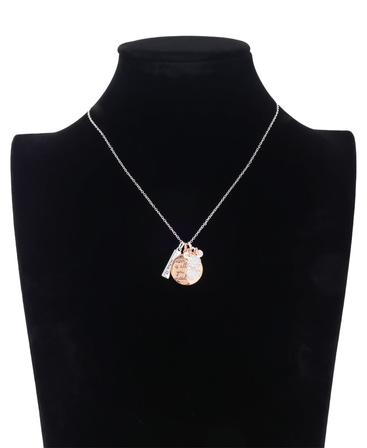 Disney Minnie Mouse Cubic Zirconia Love Pendant Charm Necklace