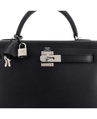  Kelly 28 Handbag Black Epsom with Palladium Hardware