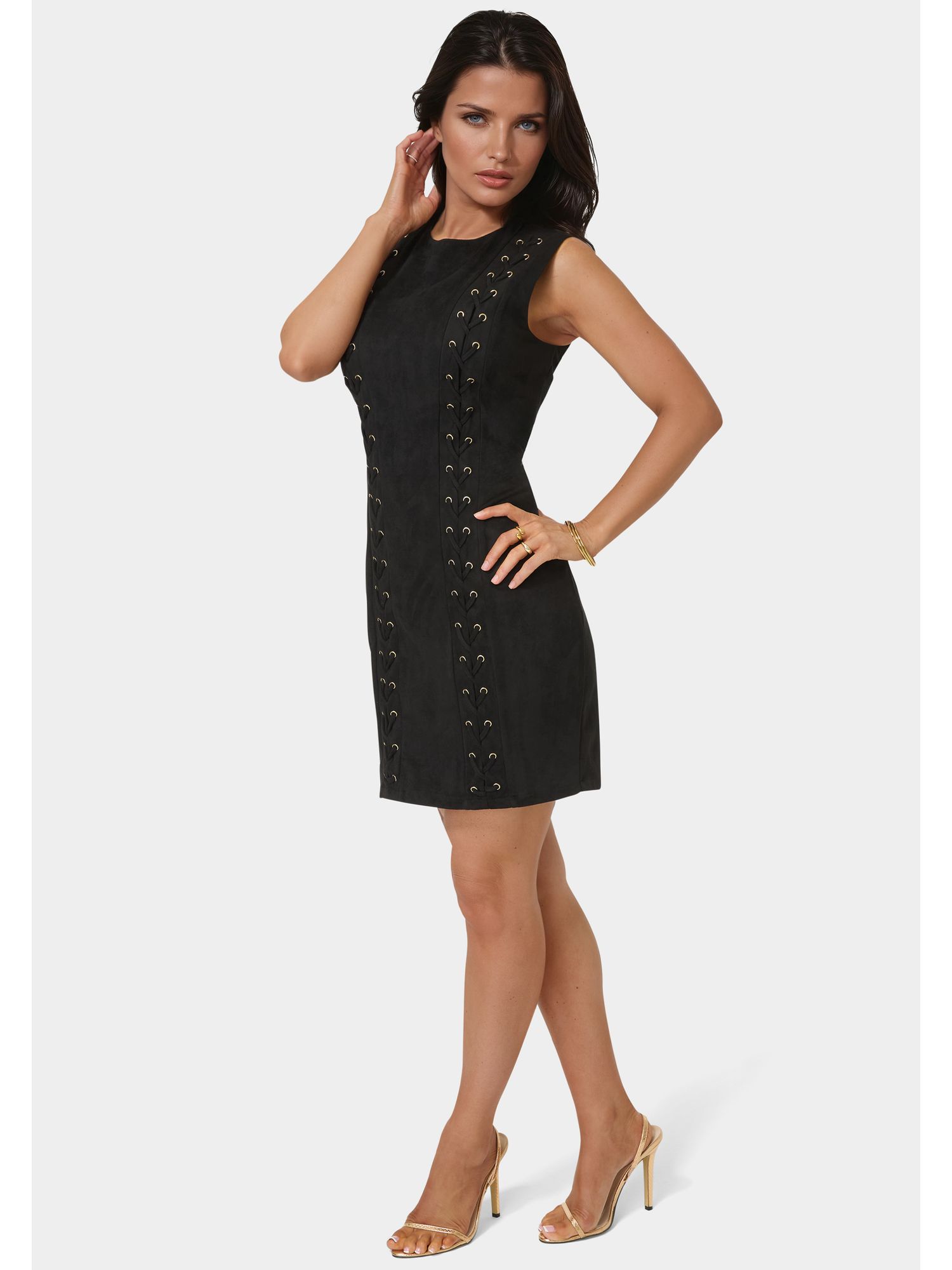 Women's Faux Suede Lace Up Mini Dress
