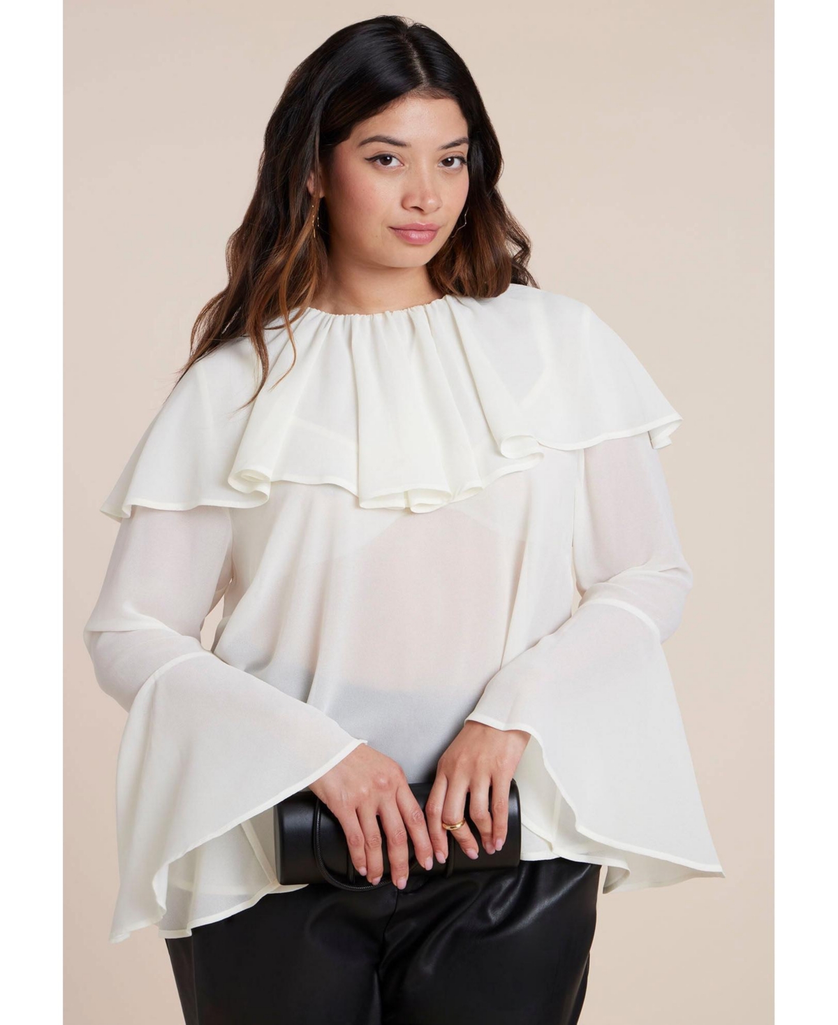 Eloquii Women's Ruffle Collar Top