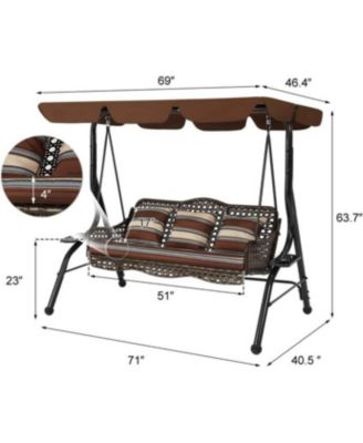 3-Seat Proch Swing Chair with Canopy