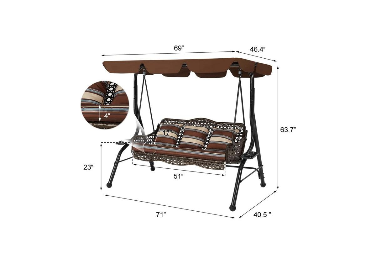 Aecojoy 3-Seat Proch Swing Chair with Canopy