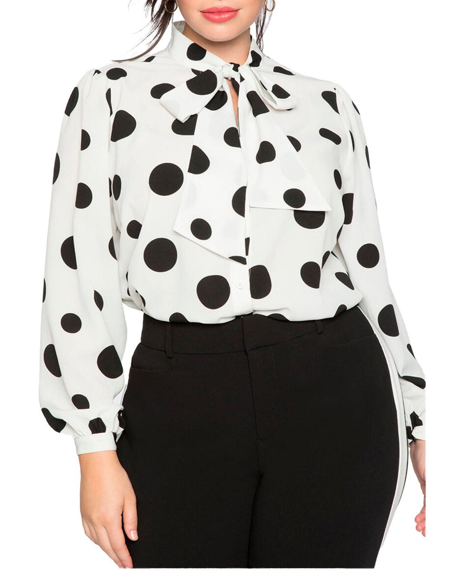 Women's Printed Tie Neck Blouse
