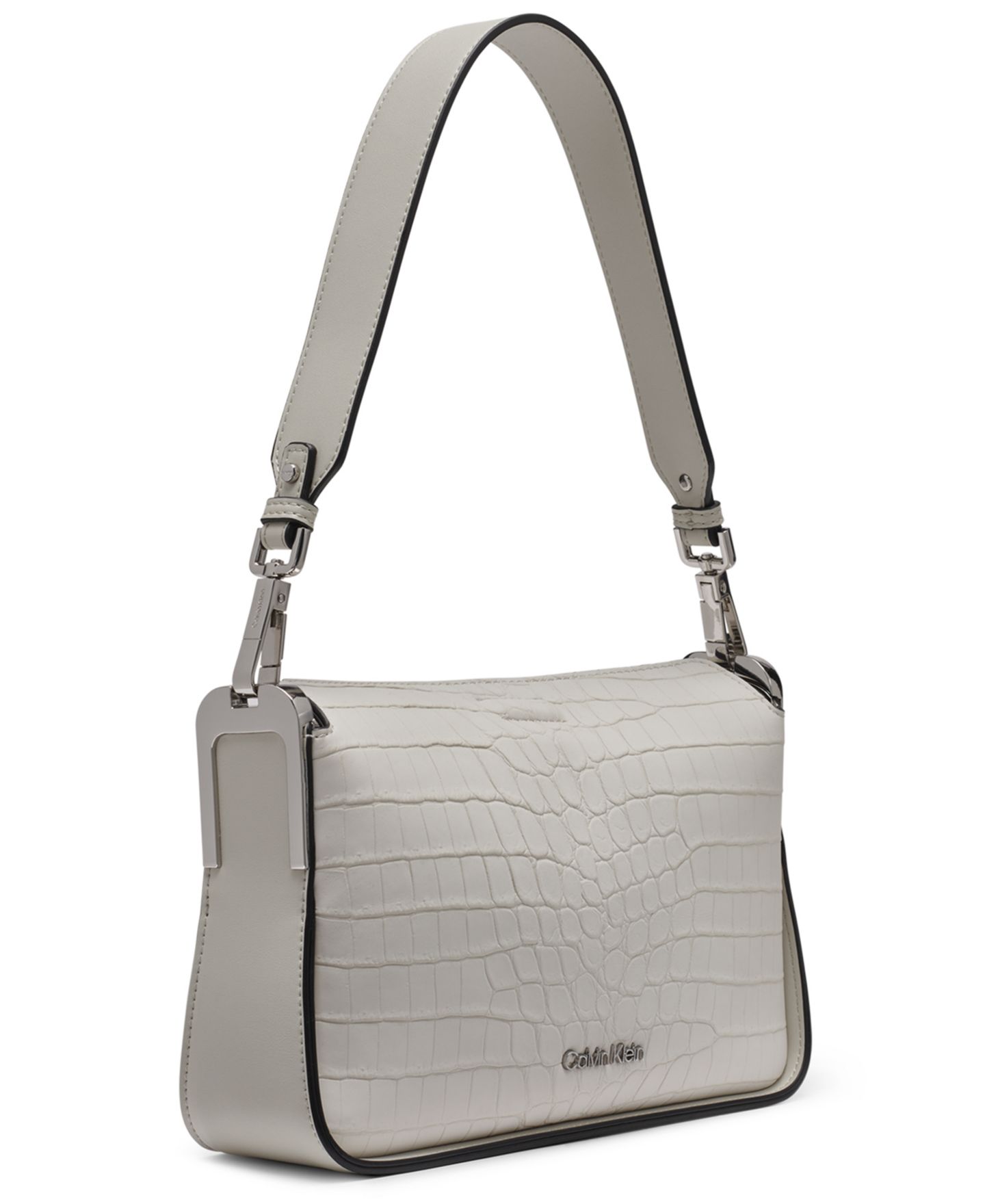 Женская сумка Calvin Klein Fay Sueded Croc Medium Shoulder, цвет: Пляжный галечный — фото 3