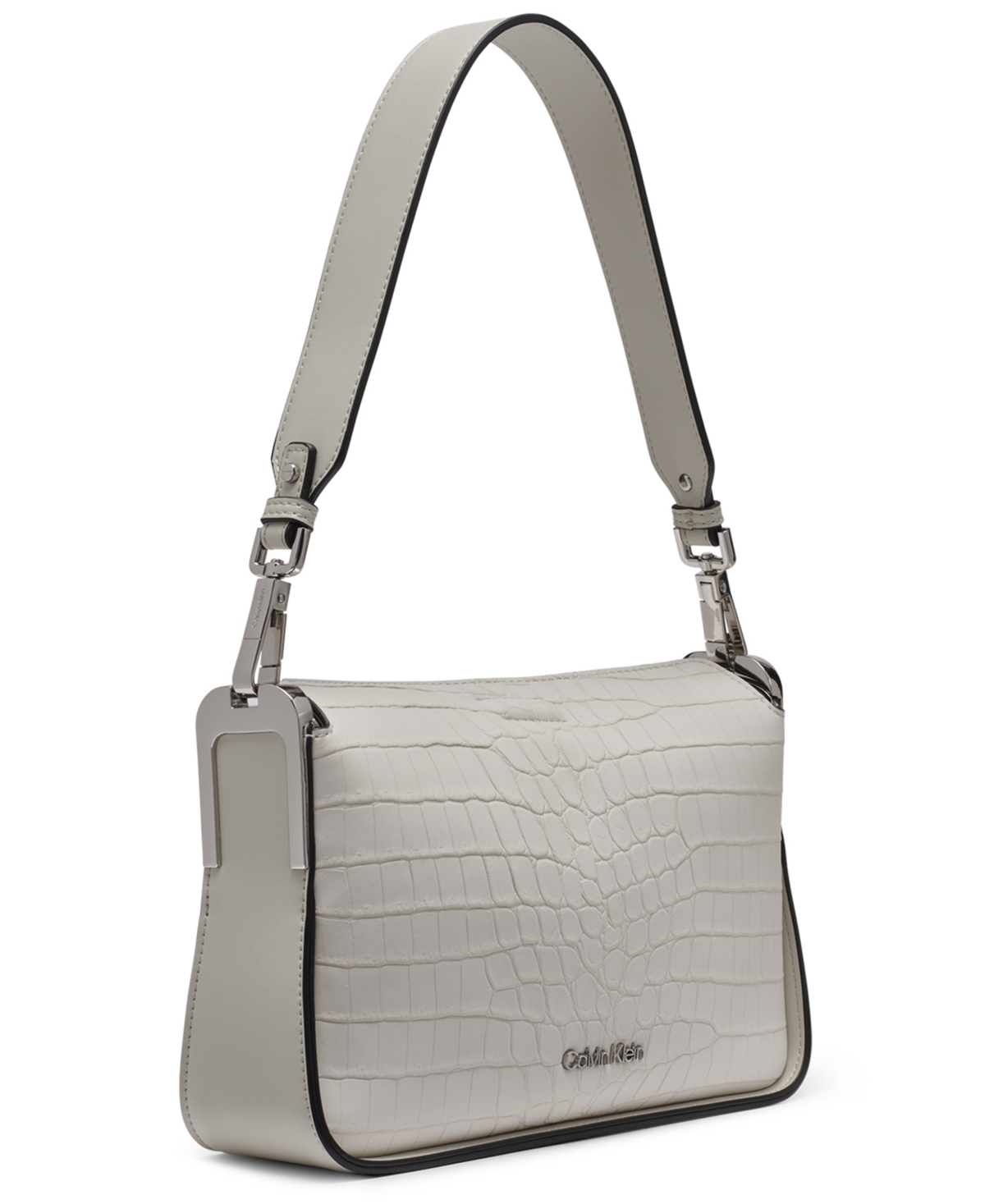 Macy's Fay Sueded Croc Medium Shoulder Bag In Gray
