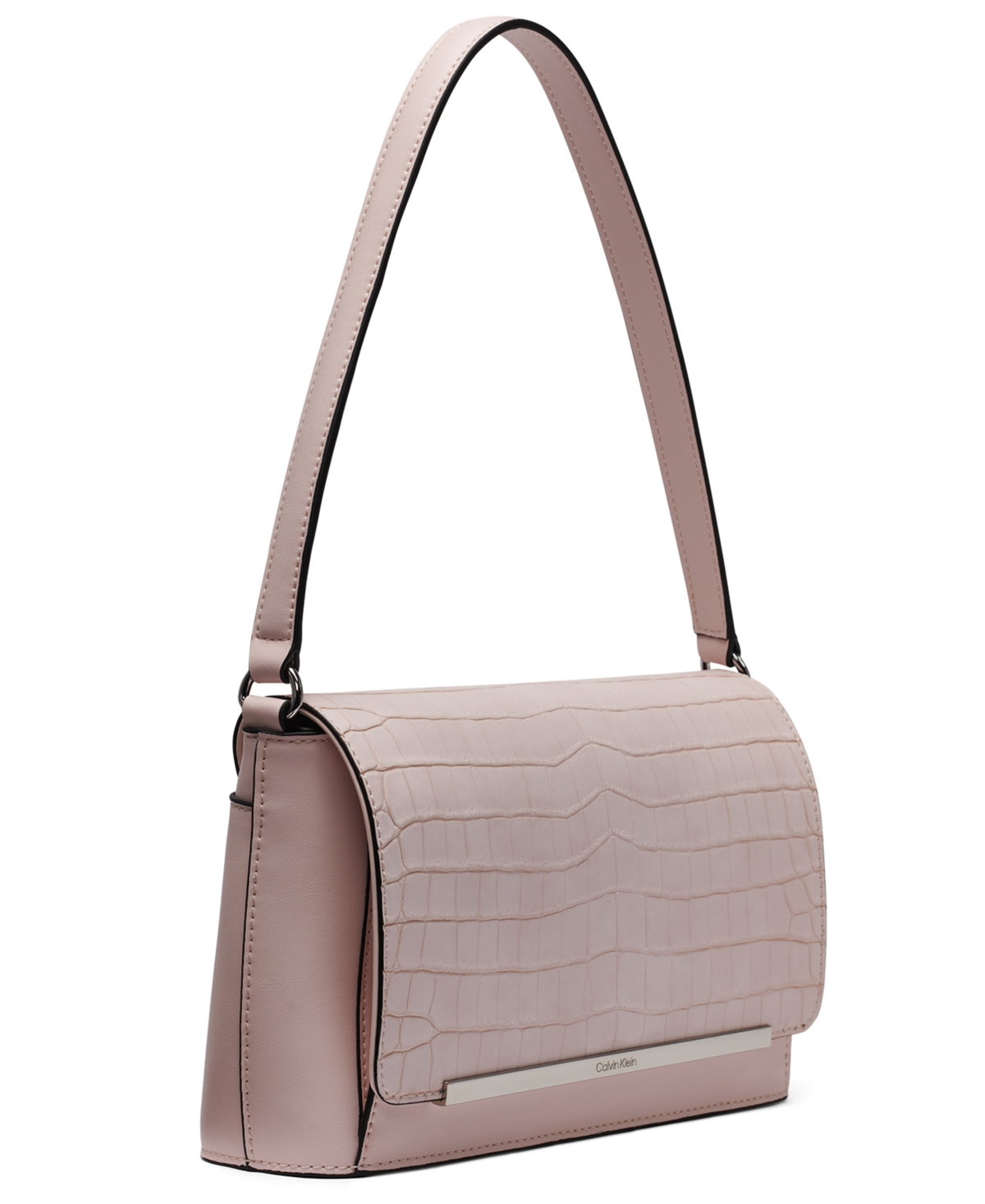 Macy's Alia Croc Magnetic Snap Shoulder Bag In Pink