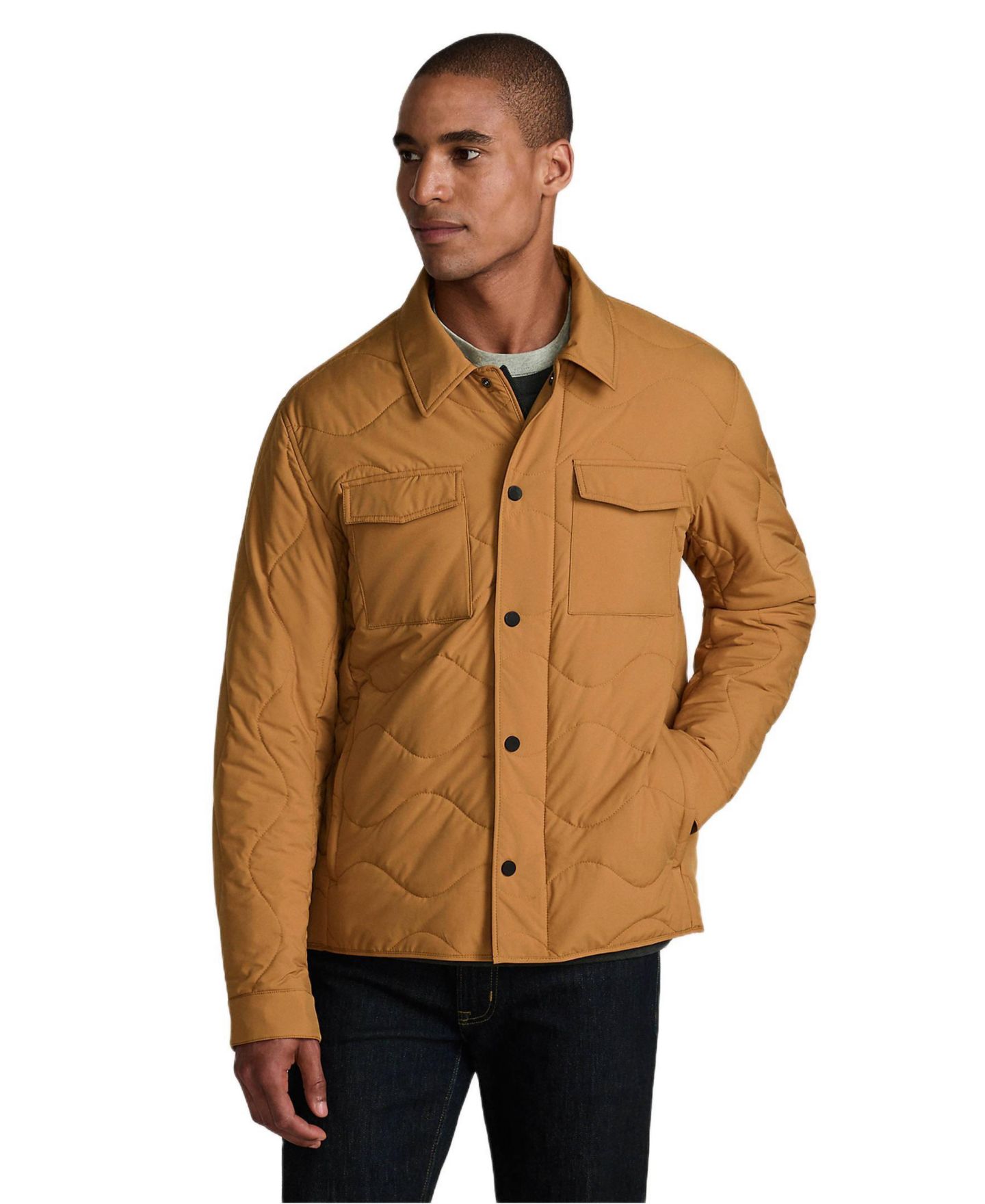 Мужская куртка Lands' End Quilted Insulated Shirt Jacket, цвет: Верблюжий — фото 1
