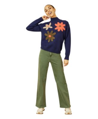 Women's Floral Detail High Neck Knit Sweater