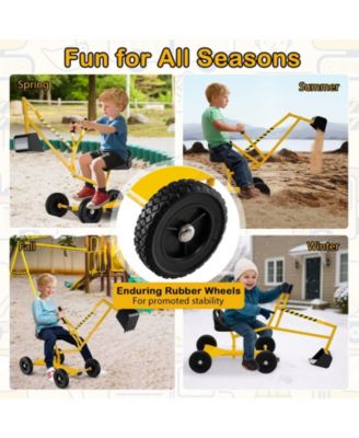 Sand Digger for Kids Sandbox Toy Digger with 2-Handed Controls and Flexible Shovel