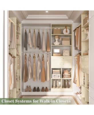 4-8 FT Walk-in Adjustable Closet Organizer System with 2 Drawers and 5 Rods, Fits 60-96'' Closets