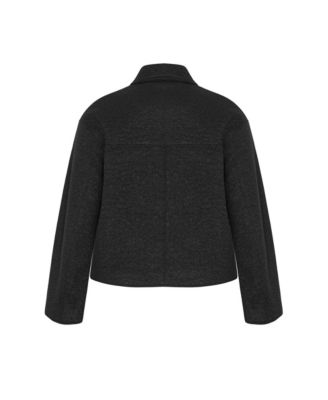 Plus Size Boucle Zip Front Jacket