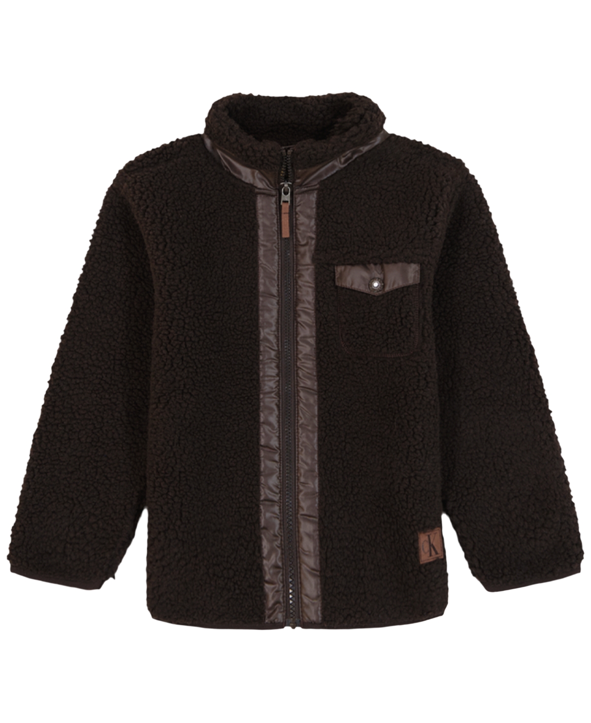 Calvin Klein Boys 2T-7 3-Piece Berber Shirt Jacket, Long-Sleeve T-Shirt and Joggers Set