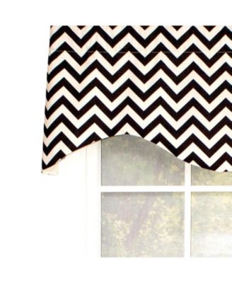 Zig Zag Cornice 100% Cotton with Fully Lined 3" Rod Pocket Valnance for Windows 50" x 17" Black