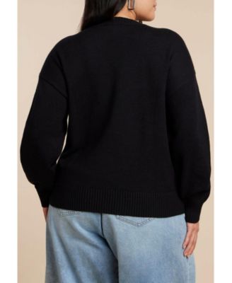 Women's Plus Size Lace Bow Sweater