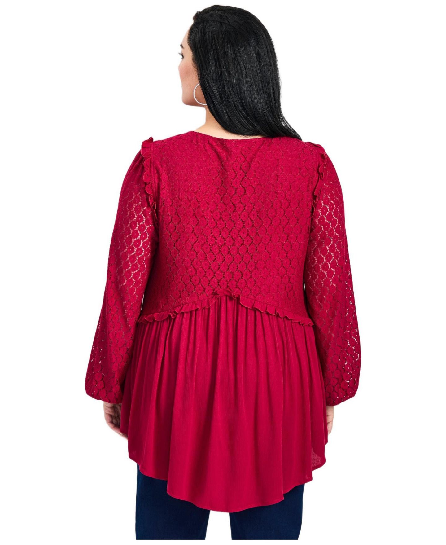 Женский топ Avenue Plus Size Haven Lace Yoke, цвет: Ягодный — фото 4