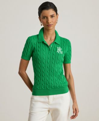 Women's Cable-Knit Polo Shirt
