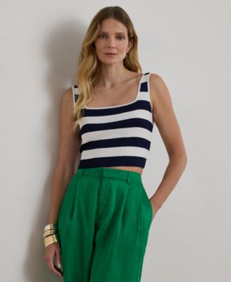 Lauren Ralph Lauren - Women's Striped Cropped Sleeveless Sweater