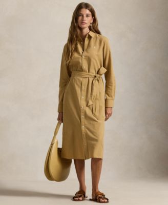 Women's Long-Sleeve Belted Shirtdress