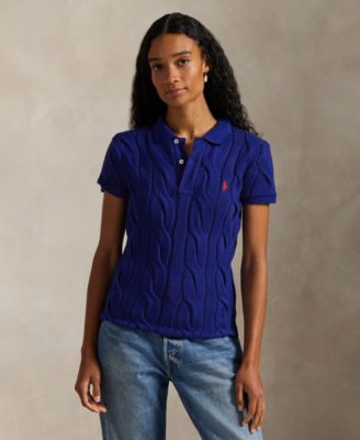 Polo Ralph Lauren - Women's Cable-Knit Short-Sleeve Polo Shirt