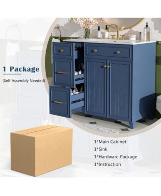 36" Vanity with Ceramic Sink,Double Layer Drawers, Soft-Close Doors, Adjustable Shelves, Modern Storage Cabinet for Small & Medium Bathrooms