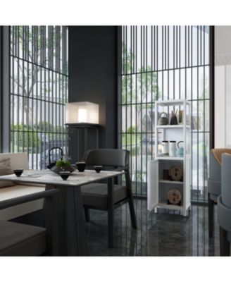 52 Inch Tall White Linen Tower Bamboo Storage Cabinet Freestanding Storage Cabinet for Bathroom Bedroom and Living Room