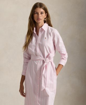 Women's Belted Cotton Oxford Shirtdress